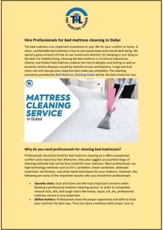 Hire Professionals for bed mattress cleaning in Dubai