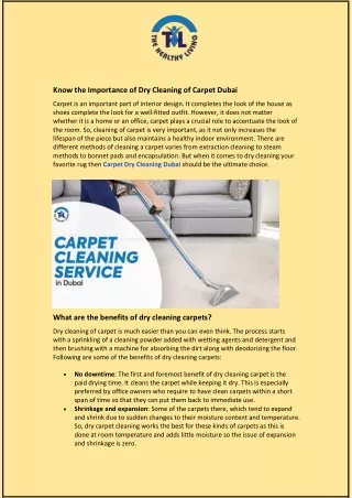 Know the Importance of Dry Cleaning of Carpet Dubai