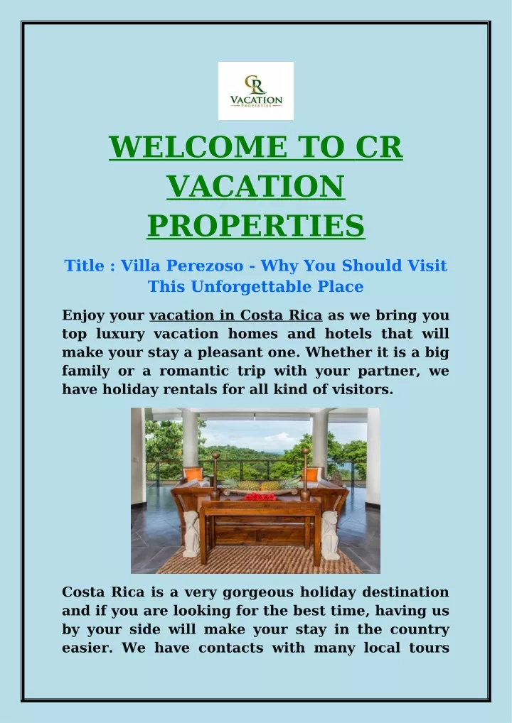welcome to vacation properties