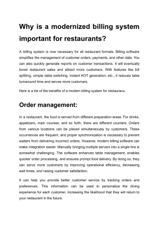 Why is a modernized billing system important for restaurants