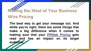 making the most of your business wire pricing