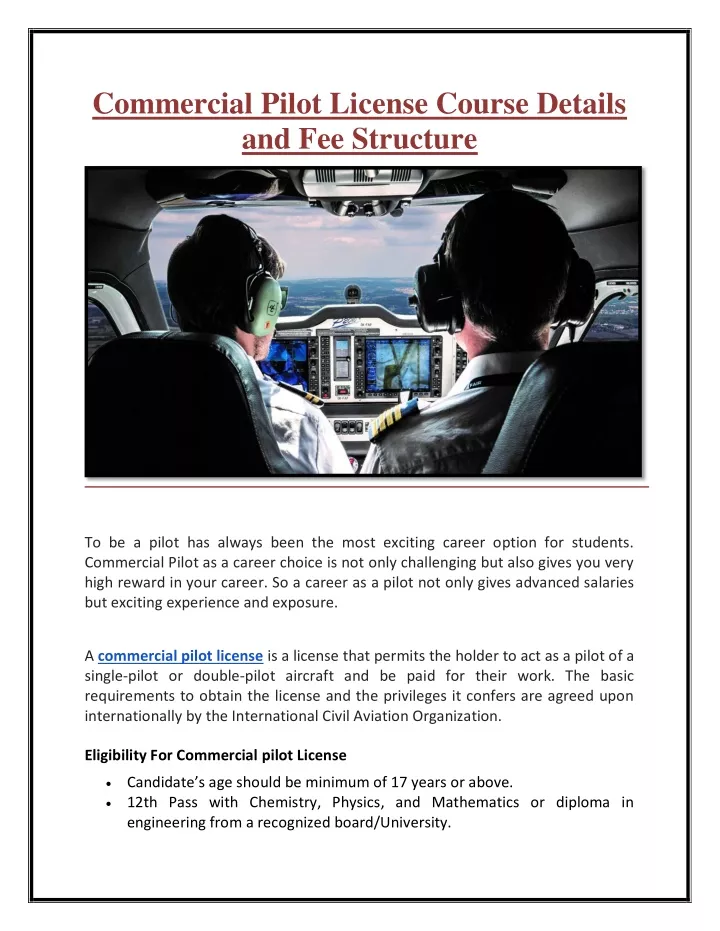 commercial pilot license course details