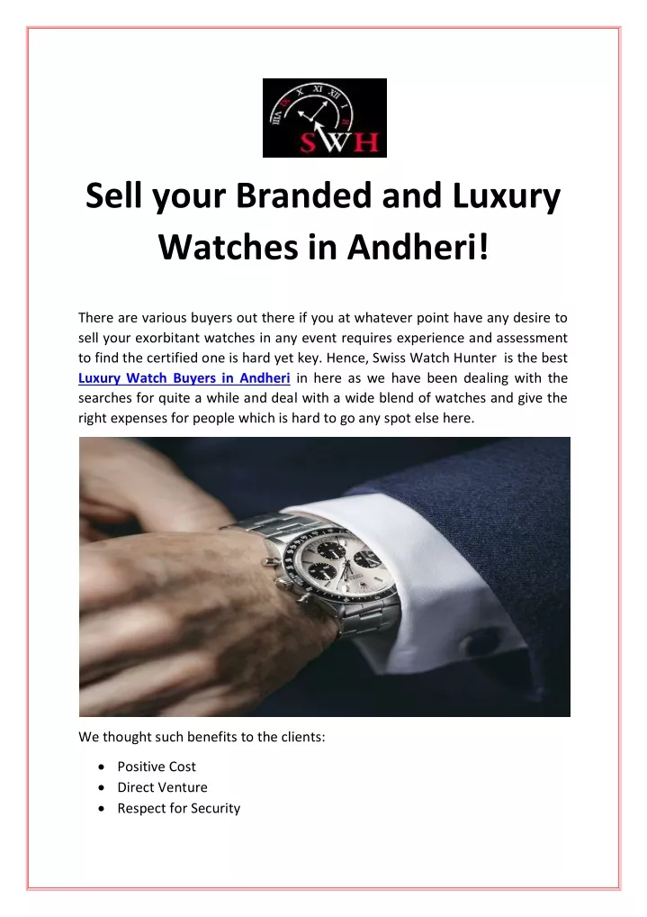 sell your branded and luxury watches in andheri