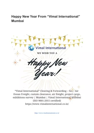 “Vimal International” Custom Clearing & Ocean, Air, Sea Freight, Cargo Forwardin