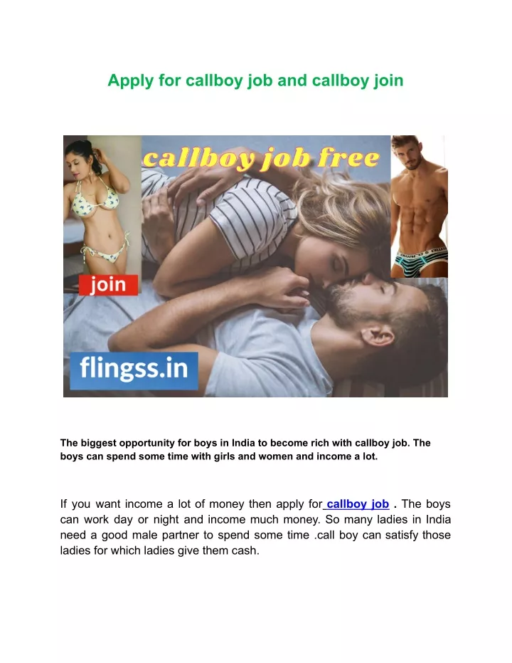 apply for callboy job and callboy join