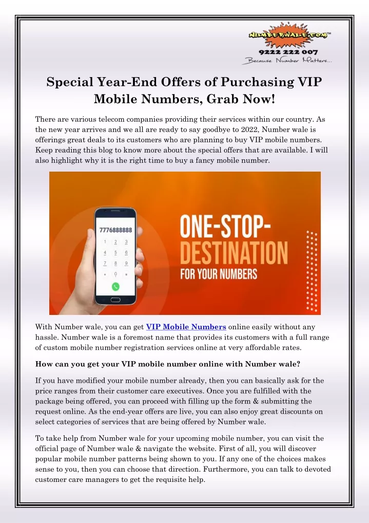 special year end offers of purchasing vip mobile