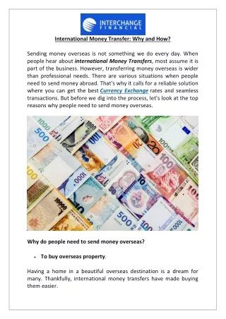 International Money Transfer-Why and How