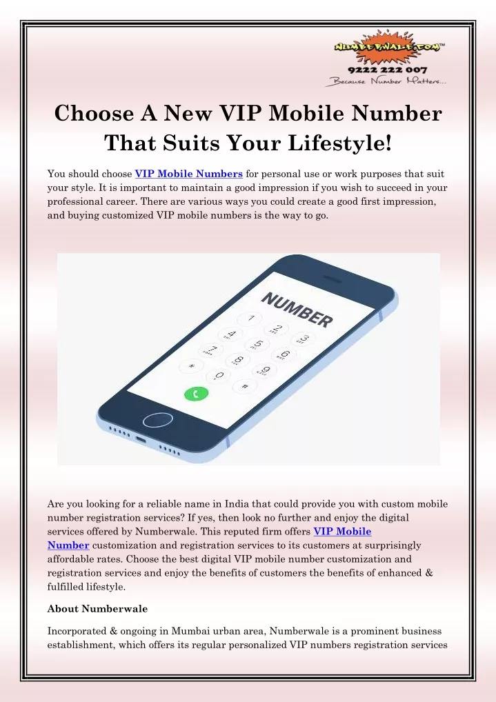 choose a new vip mobile number that suits your