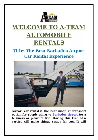 The Best Barbados Airport Car Rental Experience