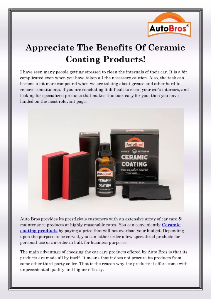 appreciate the benefits of ceramic coating