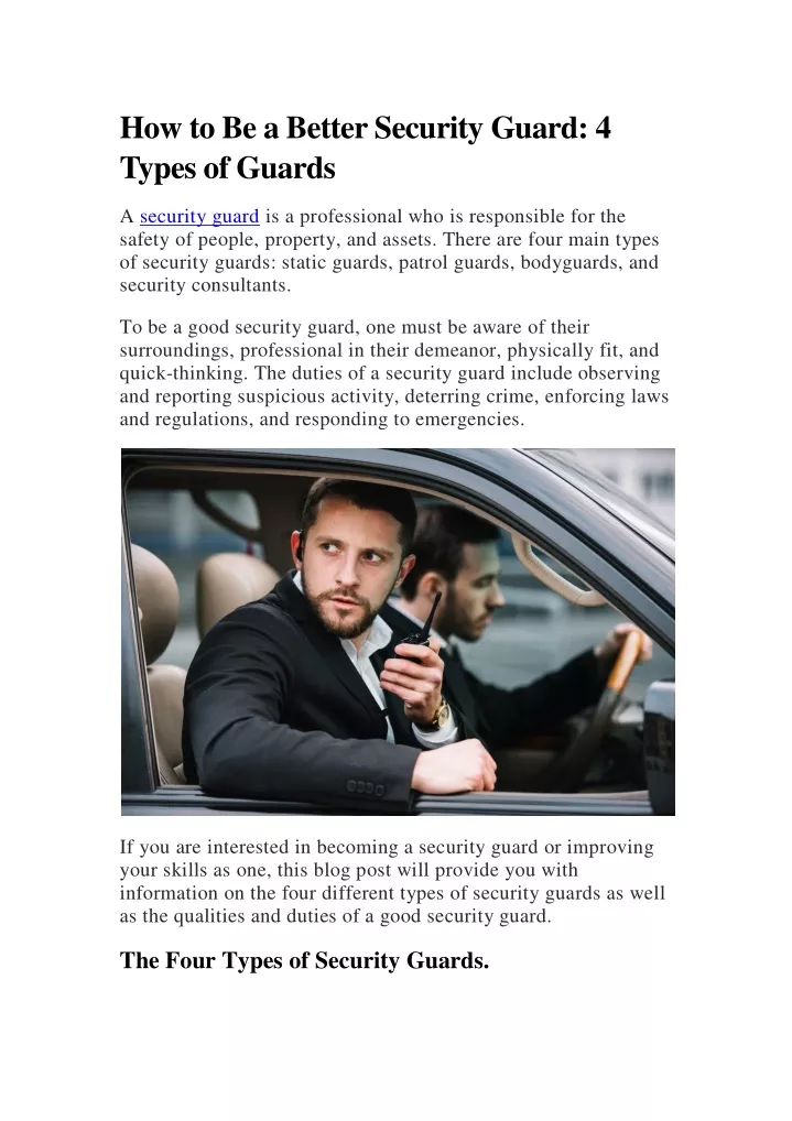 how to be a better security guard 4 types