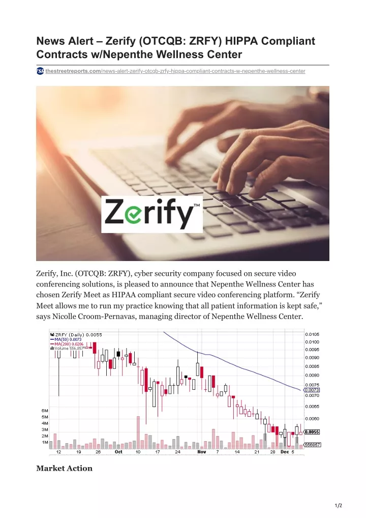 news alert zerify otcqb zrfy hippa compliant