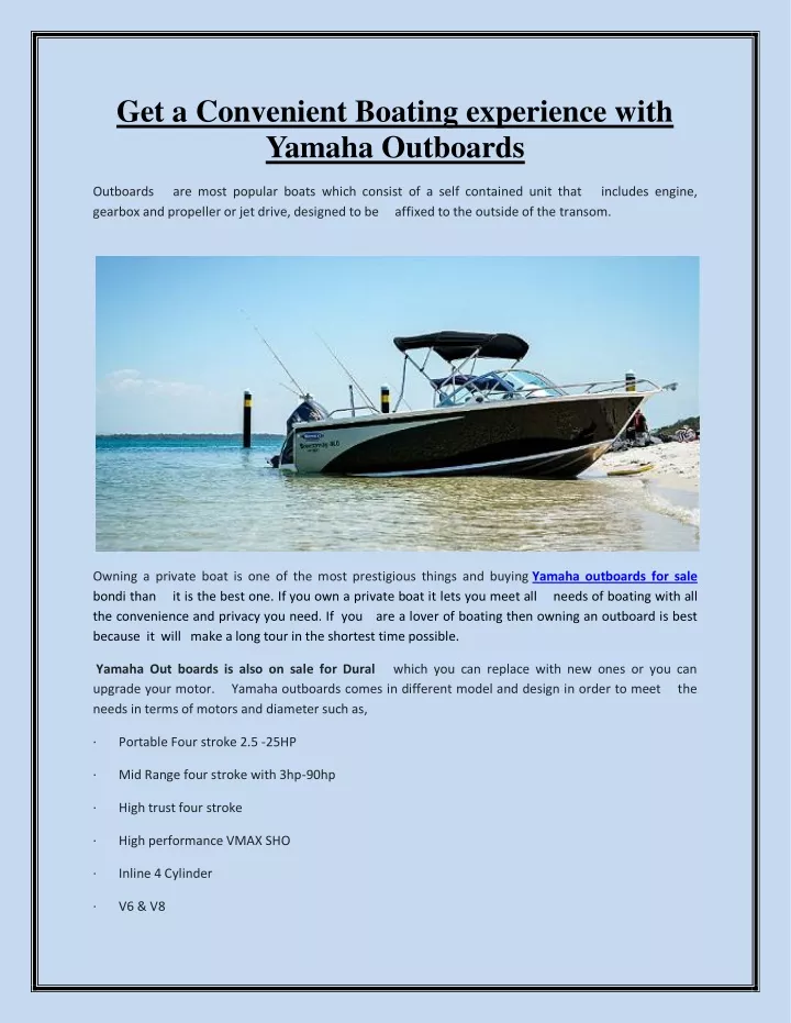 get a convenient boating experience with yamaha