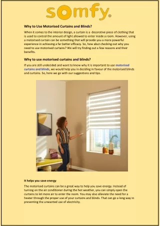 Why to Use Motorised Curtains and Blinds?