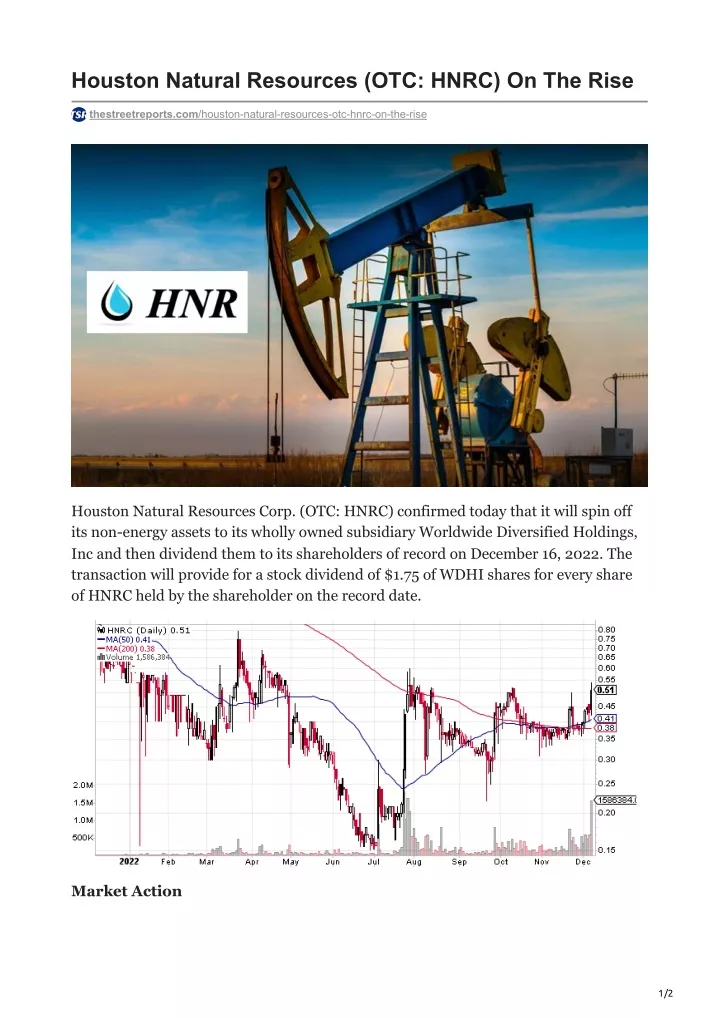 houston natural resources otc hnrc on the rise