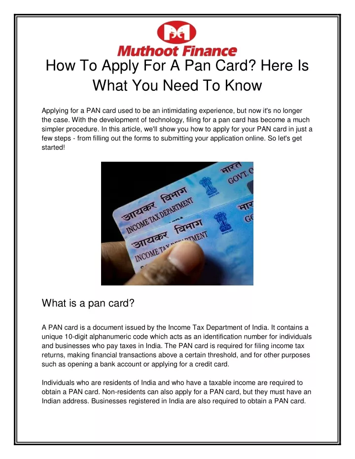 how to apply for a pan card here is what you need