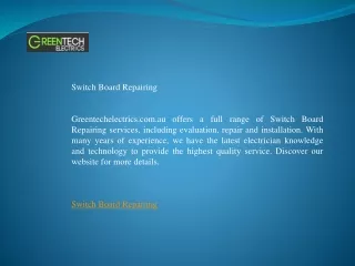 Switch Board Repairing    Greentechelectrics.com.au