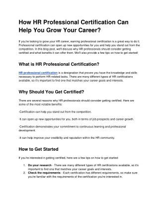 How HR Professional Certification Can Help You Grow Your Career_