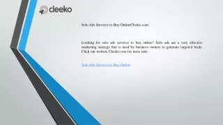 Solo Ads Services to Buy OnlineCleeko.com  Cleeko.com