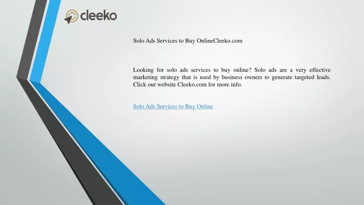 solo ads services to buy onlinecleeko com looking