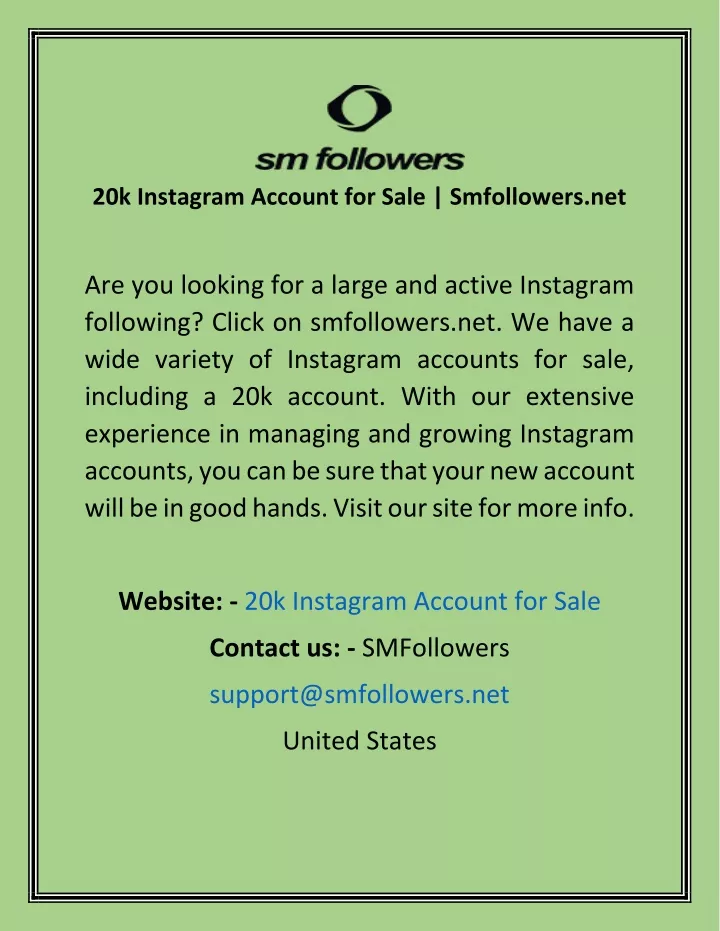 20k instagram account for sale smfollowers net
