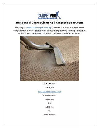 Residential Carpet Cleaning  Carpetclean-uk.com