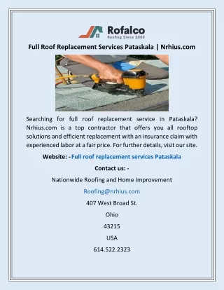 Full Roof Replacement Services Pataskala | Nrhius.com
