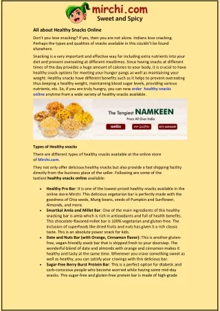 all about healthy snacks online