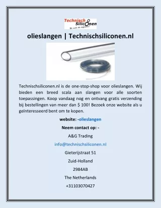 olieslangen | Technischsiliconen.nl