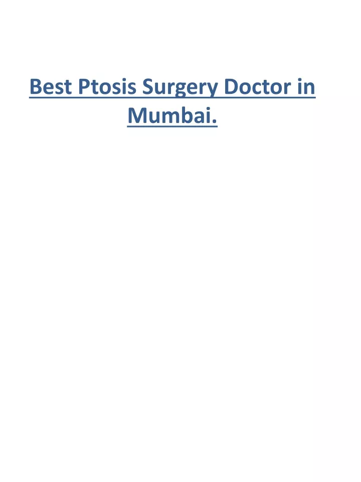 best ptosis surgery doctor in mumbai