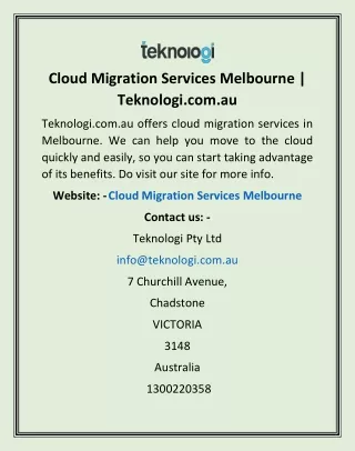 Cloud Migration Services Melbourne | Teknologi.com.au