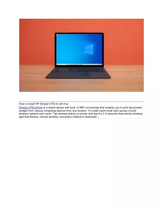 how to install hp deskjet 3755 to wifi