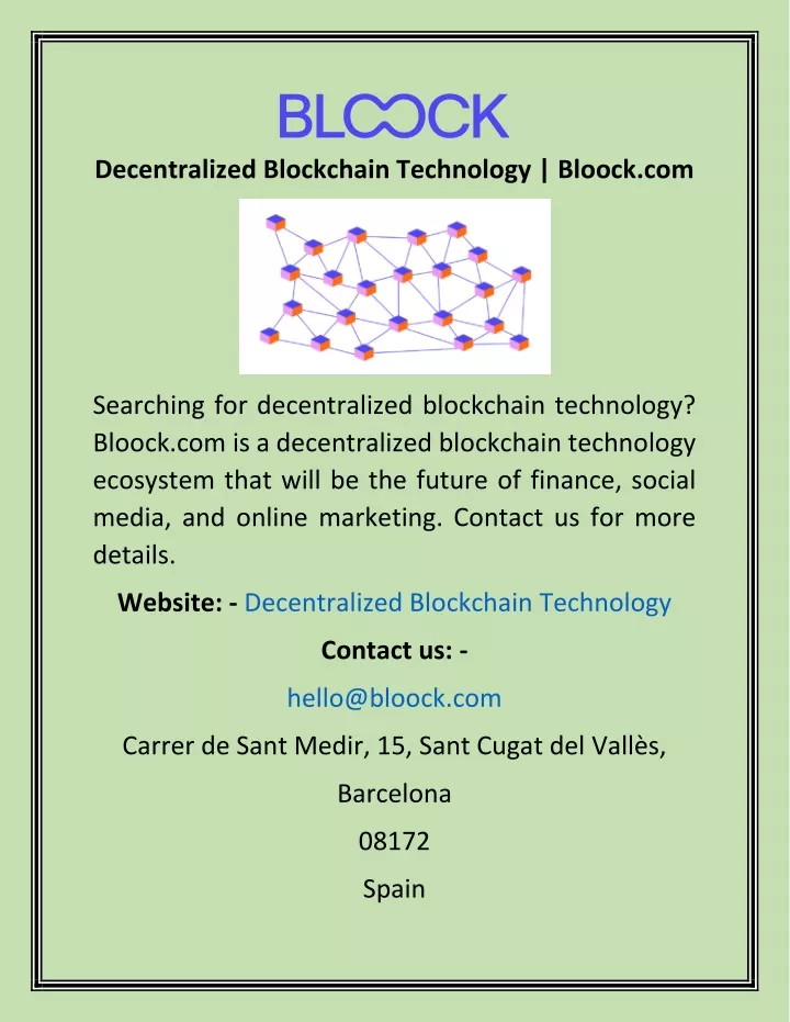 decentralized blockchain technology bloock com