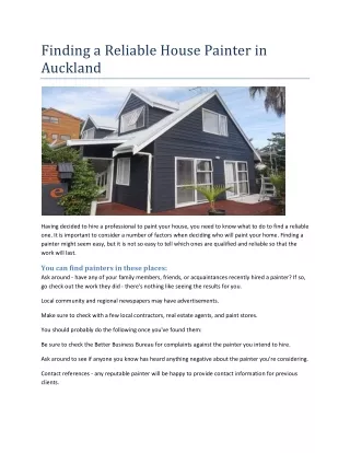 Finding a Reliable House Painter in Auckland