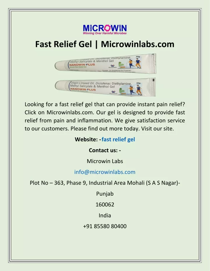 fast relief gel microwinlabs com