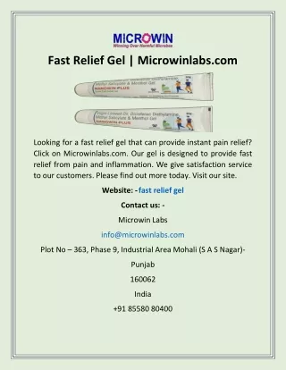 fast relief gel microwinlabs com