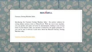 Currency Sorting Machine India   Maxsell.tech
