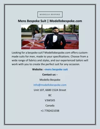 mens bespoke suit modellobespoke com
