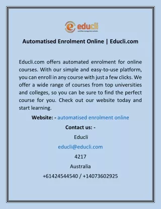 Automatised Enrolment Online  Educli
