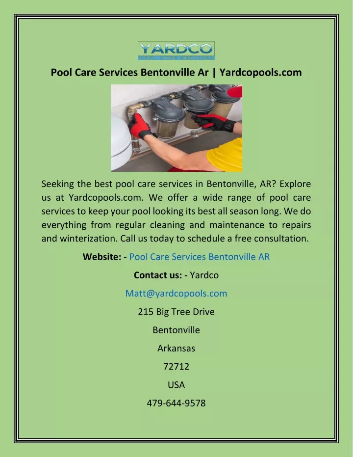 pool care services bentonville ar yardcopools com
