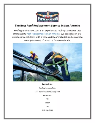 The Best Roof Replacement Service In San Antonio