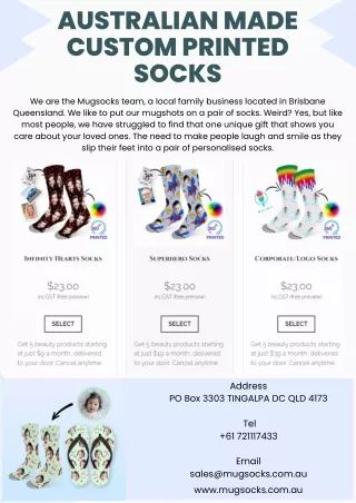 Australian Made Custom Printed Socks