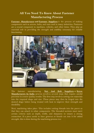 all you need to know about fastener manufacturing