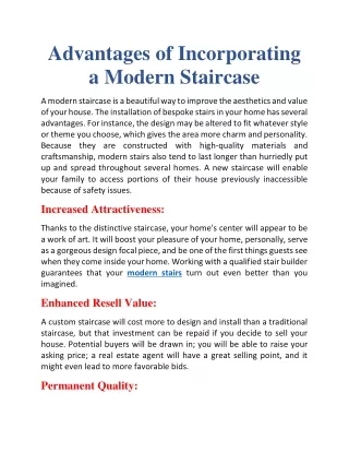 Advantages of incorporating a modern staircase