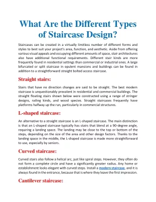 What are the different types of staircase design