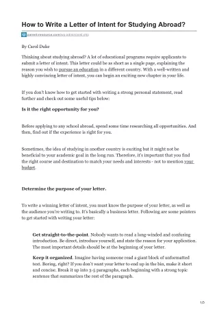 how to write a letter of intent for studying