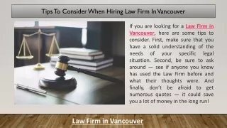 tips to consider when hiring law firm in vancouver