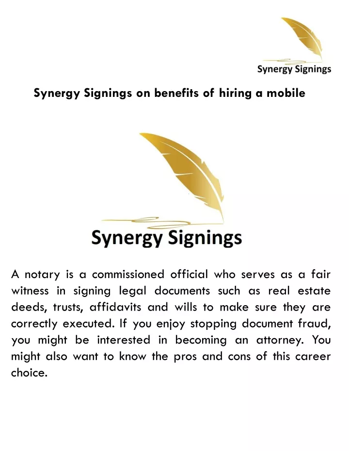 synergy signings on benefits of hiring a mobile