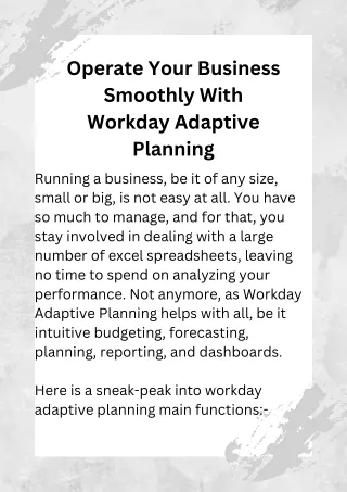 Operate Your Business Smoothly With Workday Adaptive Planning