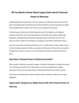 Legacy Suite_All You Need to Know About Legacy Suite and its Financial Power of Attorney